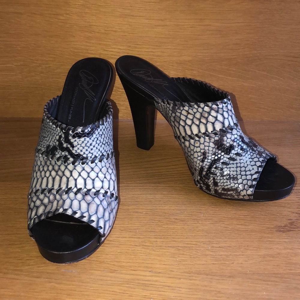 Donald Pliner Faux Snake Skin Open Toe Heels